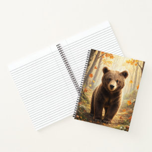 Autumn Brown Bear Forest Wildlife Art Notebook