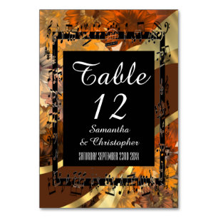 Autumn brown floral pattern personalised table number