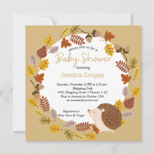 Autumn Brown Hedgehog Baby Shower Invitation