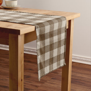 Autumn Brown Large Checks Beautiful   Long Table Runner