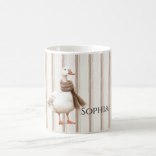 Autumn Brown Stripes Goose Coffee Mug
