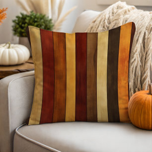 Autumn Browns Watercolor Striped Cushion