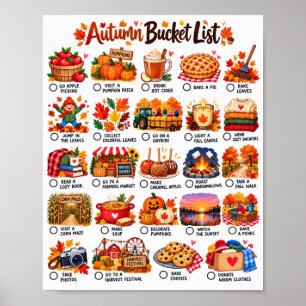 Autumn Bucket List - Cosy Fall Activities List Poster