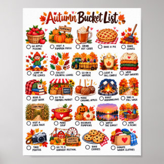 Autumn Bucket List - Cosy Fall Activities List Poster