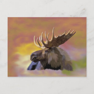 Autumn Bull Moose Postcard
