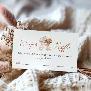 Autumn Burgundy Floral Diaper Raffle Ticket  Enclosure Card