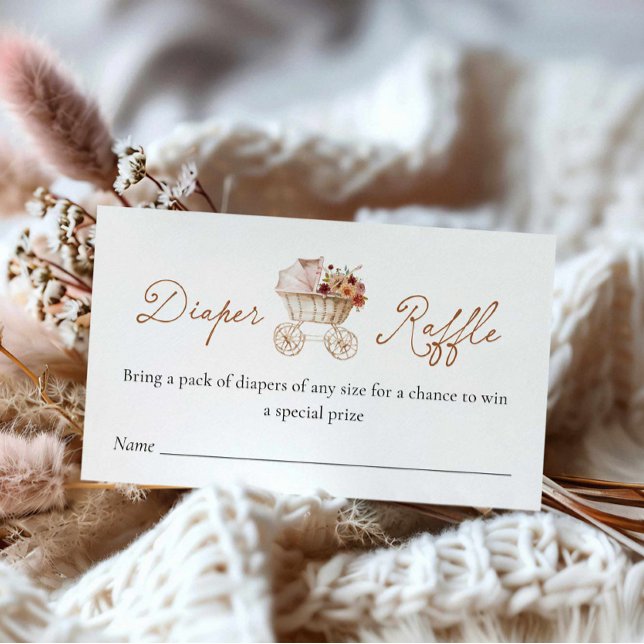 Autumn Burgundy Floral Diaper Raffle Ticket  Enclosure Card (Rustic Fall Burgundy Floral Diaper Raffle Ticket)