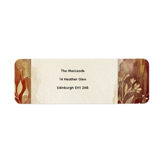 Autumn Burgundy Floral Return Address Label (Front)