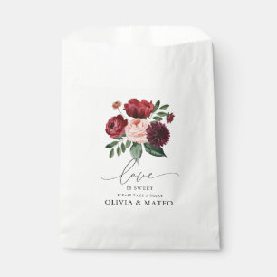 Autumn Burgundy Flower Wedding  Favour Bag