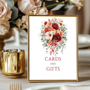 Autumn Burgundy Flowers Cards And Gifts Tabletop Poster