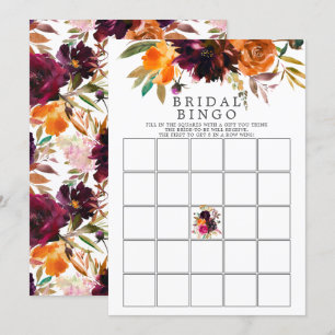 Autumn Burgundy & Orange Floral Bingo Game Invitation
