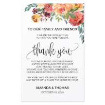 Autumn Burgundy Orange Floral Thank You Card
