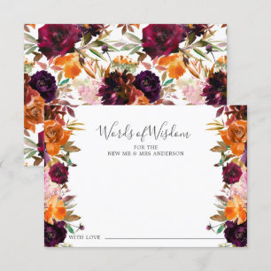 Autumn Burgundy Orange Floral Words of Wisdom Card