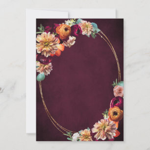 Autumn Burgundy Red Orange Blush Floral Wedding Invitation