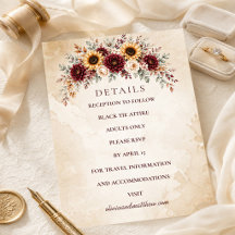 Autumn Burgundy Sunflower Wedding Details