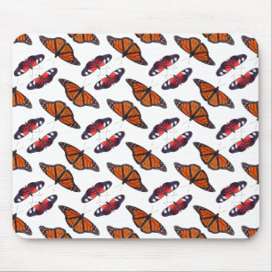 Autumn Butterfly Frenzy Mousemat (White)