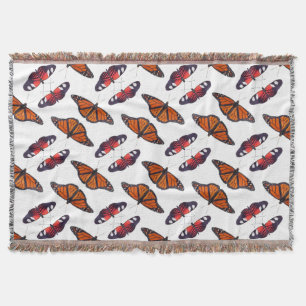 Autumn Butterfly Frenzy Throw Blanket (White)