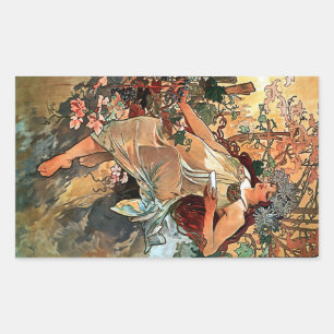 Autumn by Alfons Mucha 1896 Rectangular Sticker