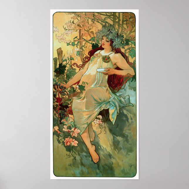 Autumn by Alphonse Mucha ~ Art Nouveau Poster (Front)
