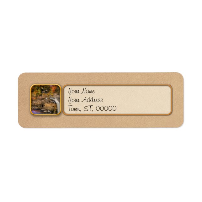 Autumn - Cabin by a waterfall Return Address Label (Front)