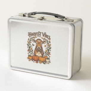 Autumn Calf Shirt Vintage Engraving Harvest Pumpki Metal Lunch Box