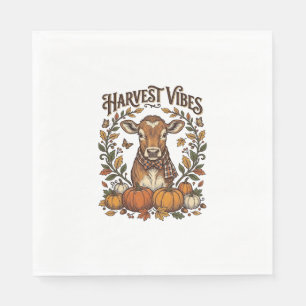 Autumn Calf Shirt Vintage Engraving Harvest Pumpki Napkin