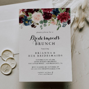 Autumn Calligraphy Bridesmaids Brunch Shower Invitation