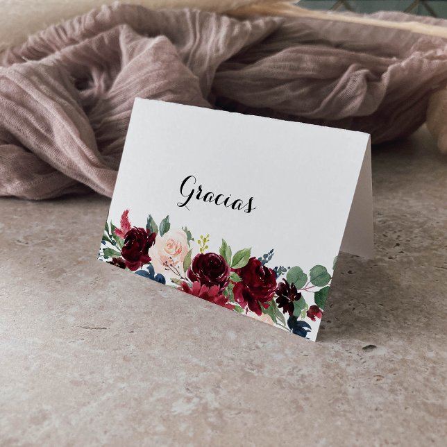 Autumn Calligraphy Folded Wedding Gracias Card (Creator Uploaded)