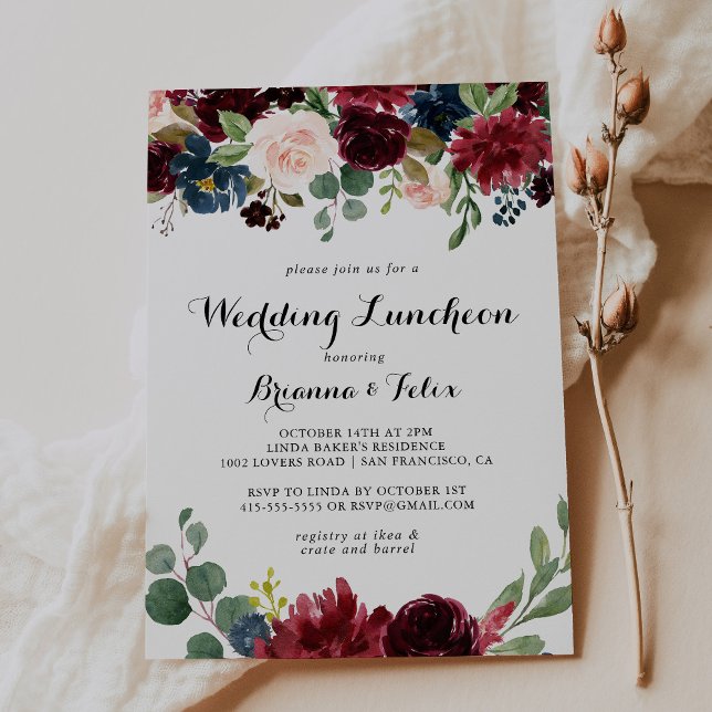 Autumn Calligraphy Wedding Luncheon Bridal Shower Invitation (Creator Uploaded)