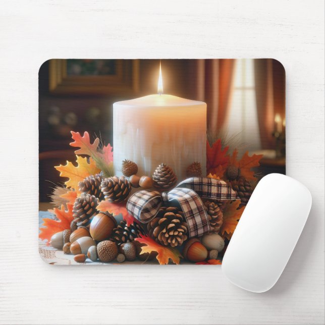 Autumn Candle Centerpiece Mouse Pad (With Mouse)