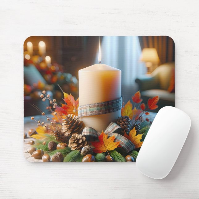 Autumn Candle With Acorns Mouse Pad (With Mouse)
