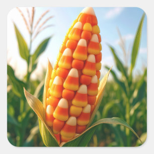 Autumn Candy Corn On the Cob  Square Sticker