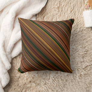 Autumn Canopy Brown and Green Stripe and Plaid Cushion