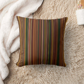 Autumn Canopy Brown and Green Stripe Cushion