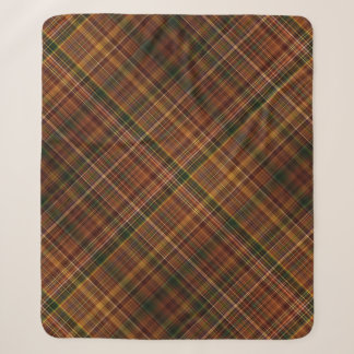 Autumn Canopy Brown, Rust Red, and Green Plaid Sherpa Blanket
