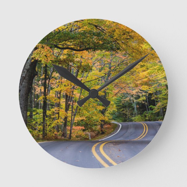 Autumn Canopy Of Colour Along Highway 41 Round Clock (Front)