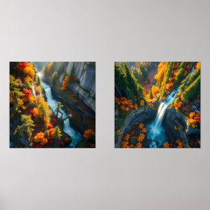 Autumn Canyon Waterfall – Vibrant Fall Forest Land