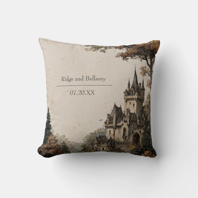 Autumn Castle Enchanted Wedding Cushion (Front)