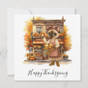 Autumn Cat Bakery themed for Thanksgiving  Holiday Card