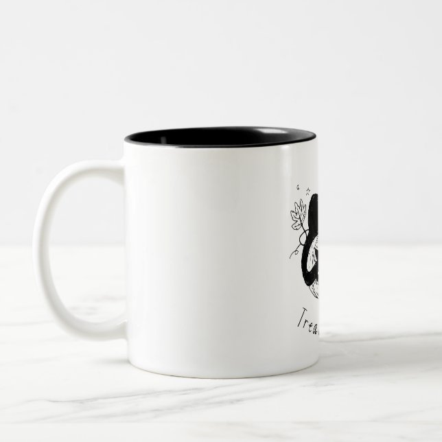 Autumn Cat Halloween Run Two-Tone Coffee Mug (Left)