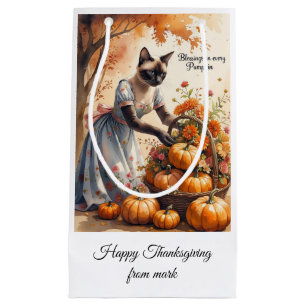 Autumn Cat is arrangin“Blessings in Every Pumpkin” Small Gift Bag
