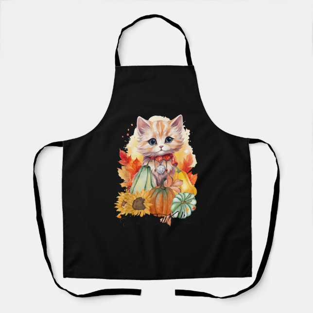 Autumn Cat It’s Fall Y’all Pumpkins Autumn Hallowe Apron (Front)