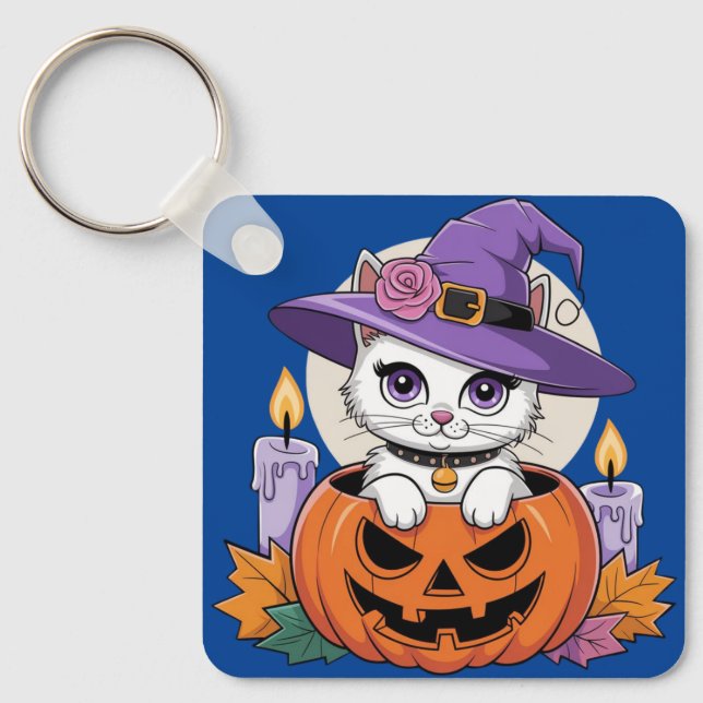 Autumn Cat Magic Key Ring (Front)