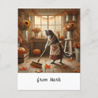 Autumn Cat with Flowers – Fall Season Greeting