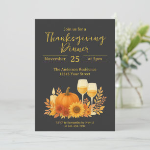 Autumn Celebration - Elegant Gold Thanksgiving  Invitation