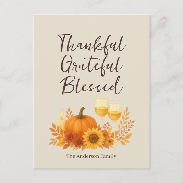 Autumn Celebration - Elegant Gold Thanksgiving  Postcard (Front)