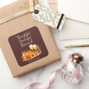 Autumn Celebration - Elegant Gold Thanksgiving Square Sticker