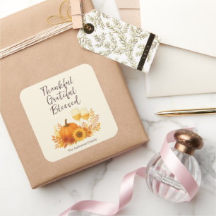 Autumn Celebration - Elegant Gold Thanksgiving Square Sticker
