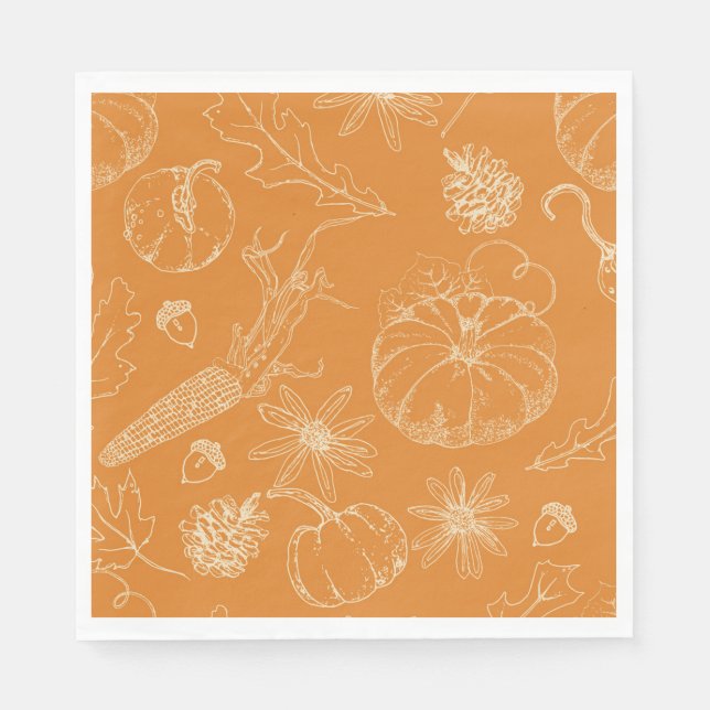 Autumn Celebration Sketch in Orange Napkin (Front)