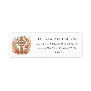 Autumn Celtic Cross Harvest Wreath Return Address Label